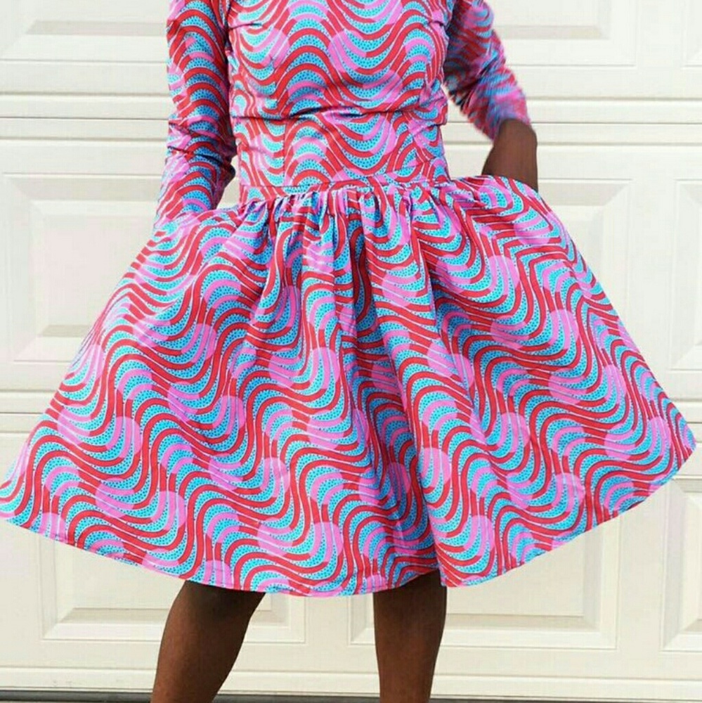 African print women 2 pcs set of crop top & skirt